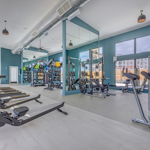 fitness center with rower