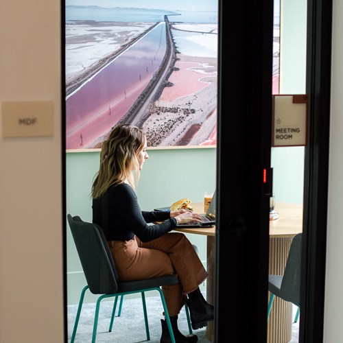 woman working in the meeting room